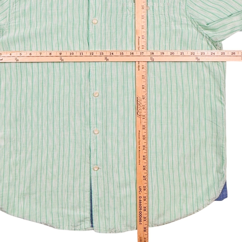 Tommy Bahama Mens XL Mint Green Striped Linen Tencel Short Sleeve Button Shirt - Picture 5 of 5